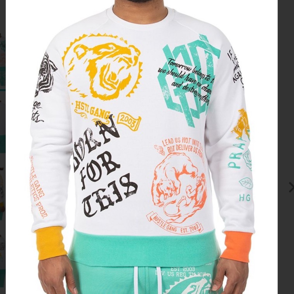 Men’s Hustle Gang Crew Neck Sweater Sweatshirt